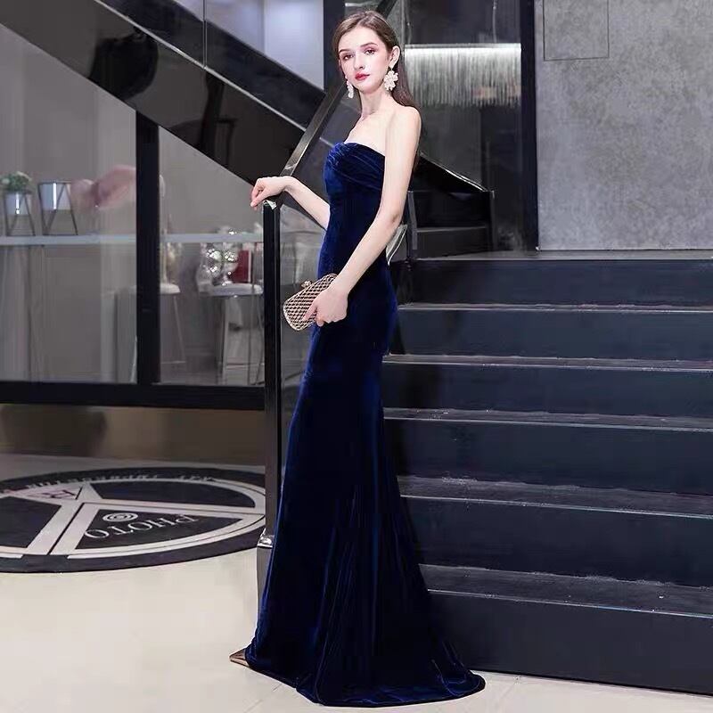 最終値下げ！PACHELBEL パッヘルベル　ネイビースターフェミニンドレス ネイビーベロアスレンダードレス | PACHELBEL パッヘルベル