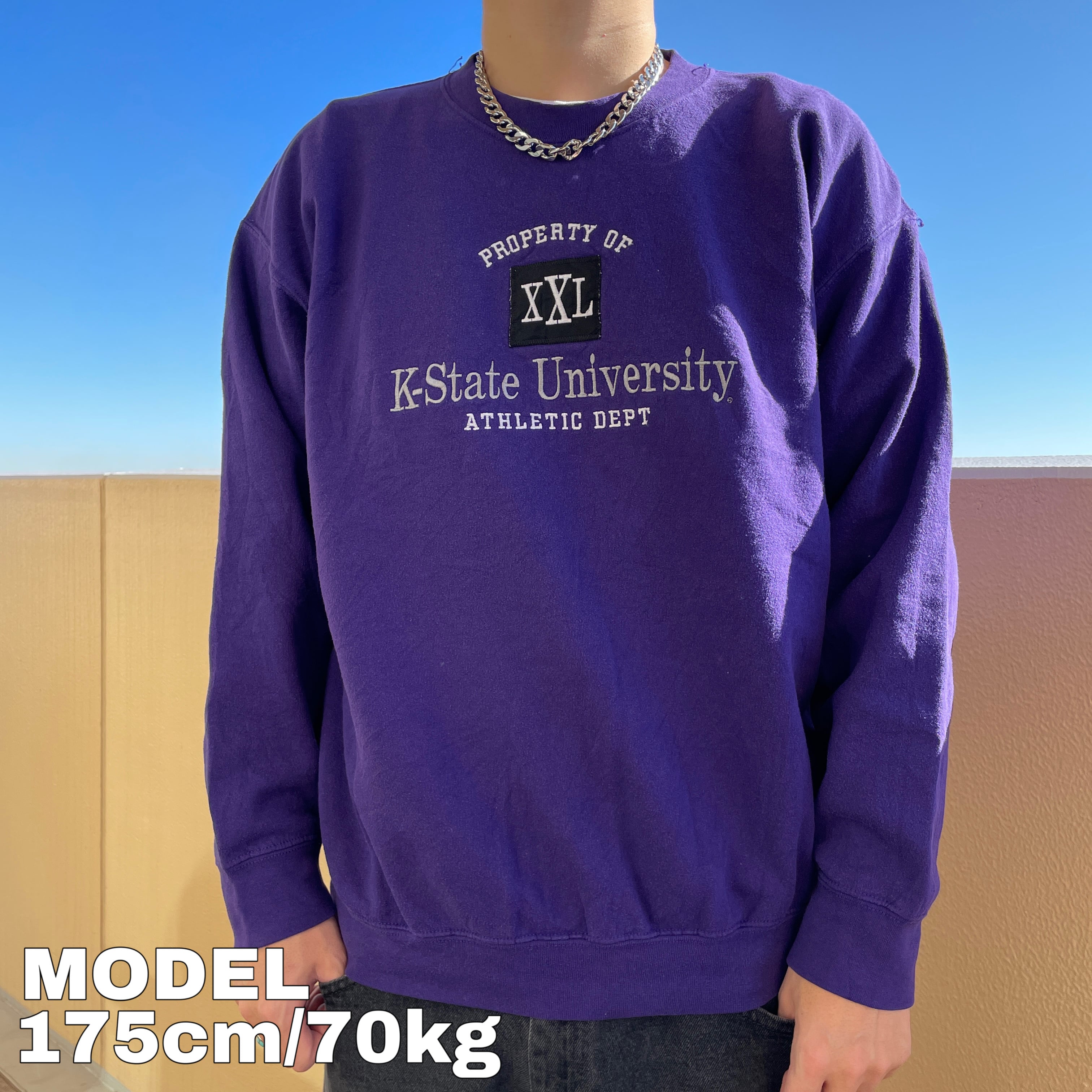 90s ギルダン カンザス大学 カレッジ刺繍ロゴスウェット L パープル 紫 | fuufu powered by BASE