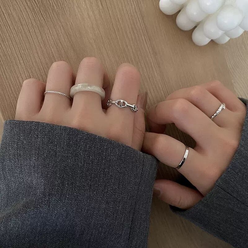 女っぽさは指先から 5個セット 指輪 重ね付け オープンリング 可愛い 大人女子 フェミニン アクセサリー リング フリーサイズ シルバー カットリング シンプル Lamitte Deco トレンド 韓国ファッション ショップ Base店