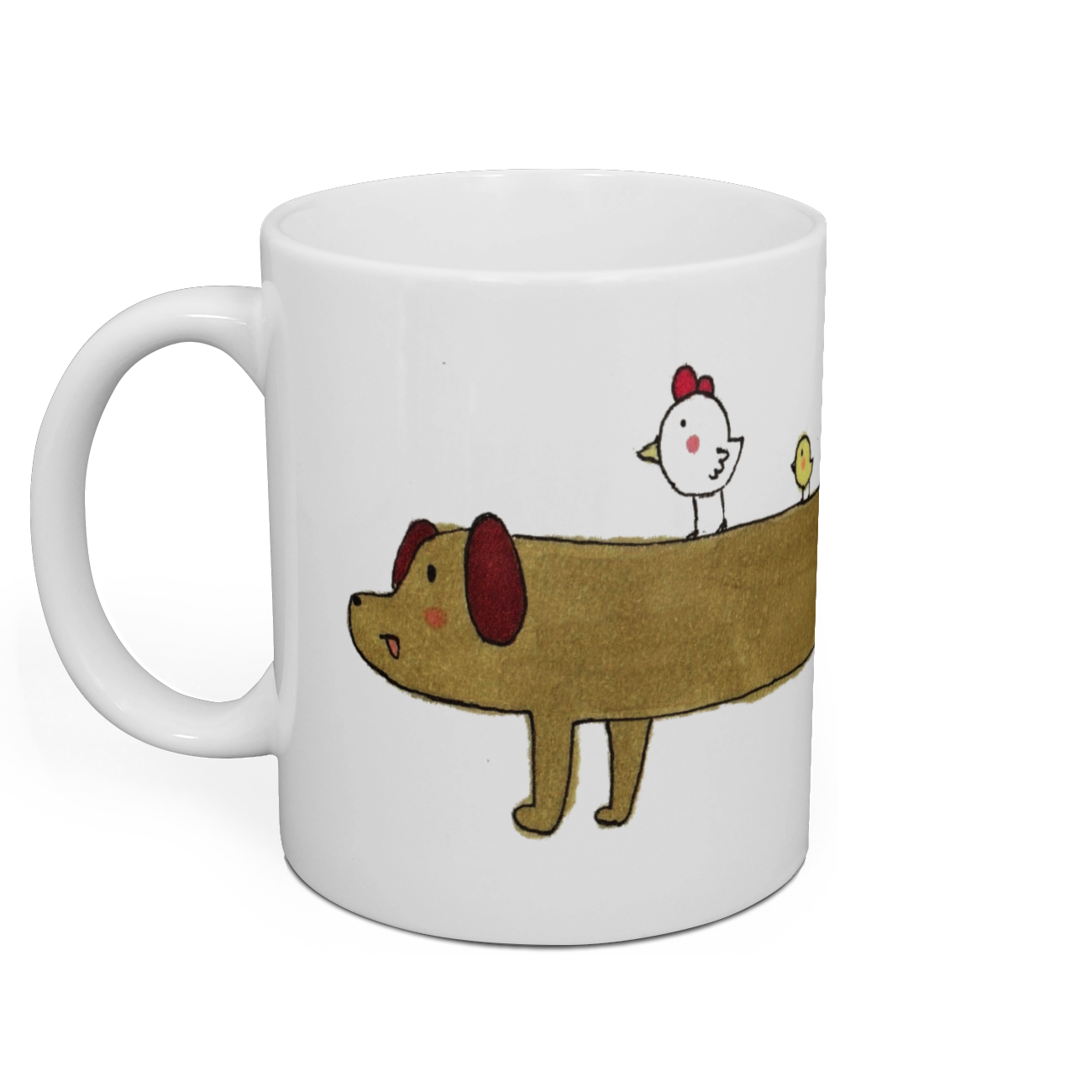 左利き向け ダックスフントのマグカップ 可愛い 動物 手描き イラスト ネタ おもしろい マグカップ 送料無料 Veritist 左利き向け ダックスフントのマグカップ 可愛い 動物 手描き イラスト ネタ おもしろい マグカップ 送料無料 Veritist