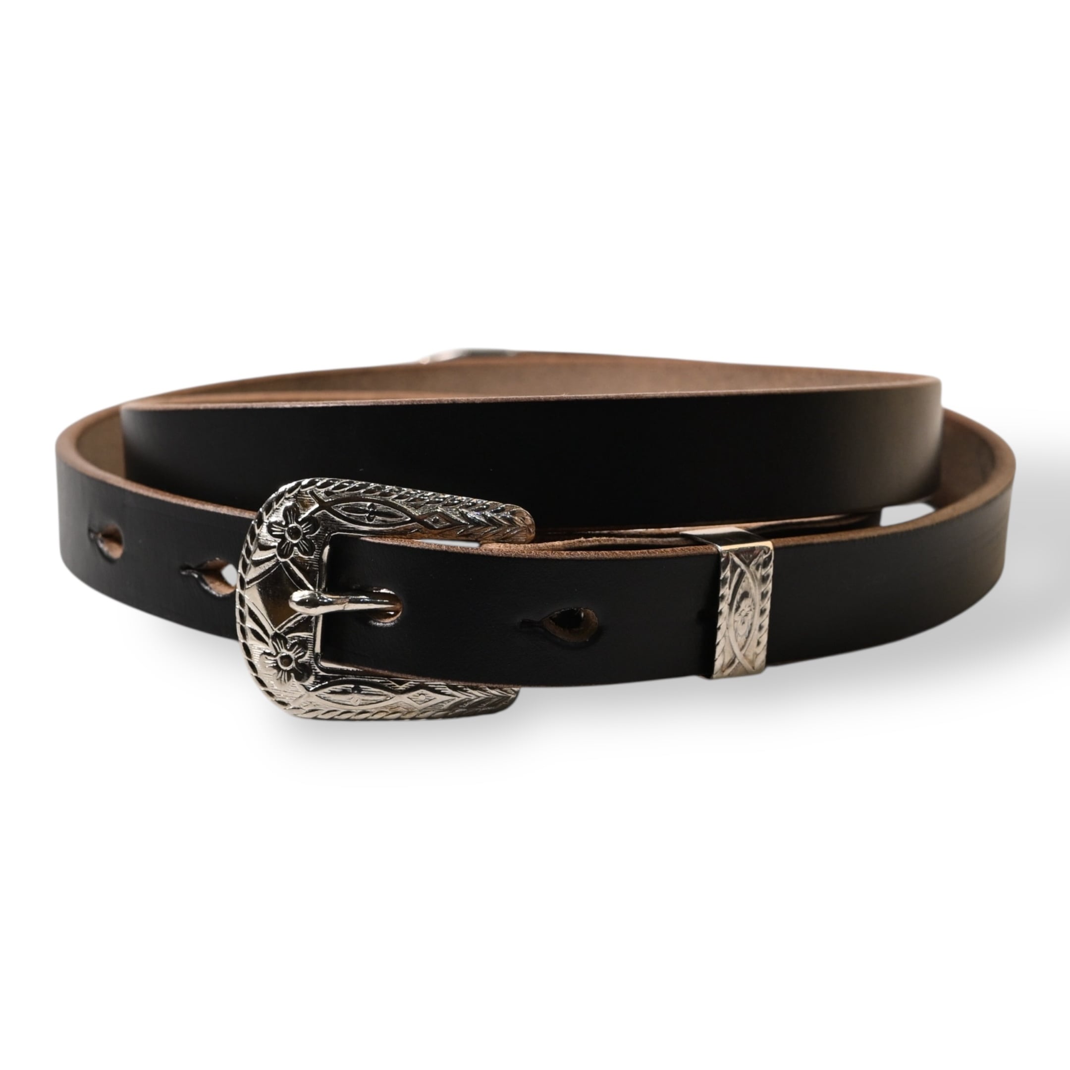 jorkernma ウエスタンバックルベルト ハンドメイド商品 N&J x BW ウエスタンバックル ・クロムエクセル・ナローベルト⁡#3