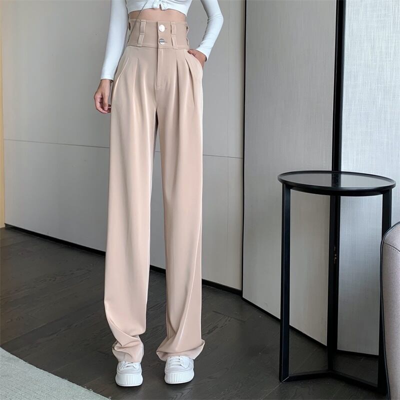 パンツ ルーズハイウェストウェストカジュアルサマー薄手 夏物 ブラックストロベリース95442172058