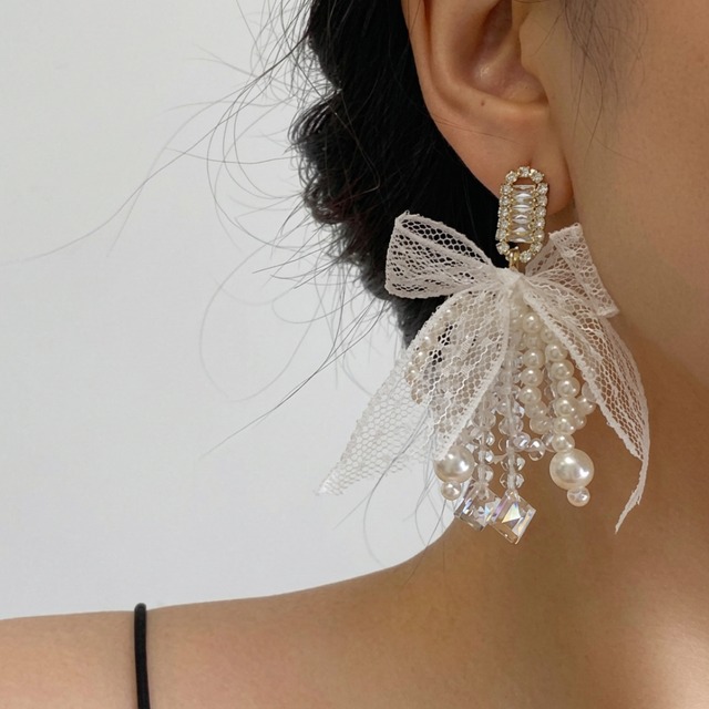 フェアリー リボン ピアス_H202