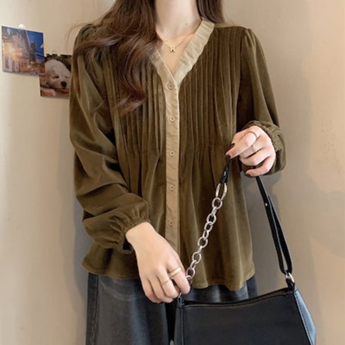 今っぽシアーシャツフリル長袖ボトミングシャツ女性新しい緩いシャツ | Takooo-Shop