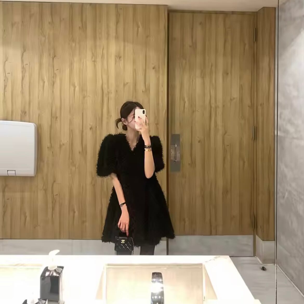 fluffy short sleeve mini dress