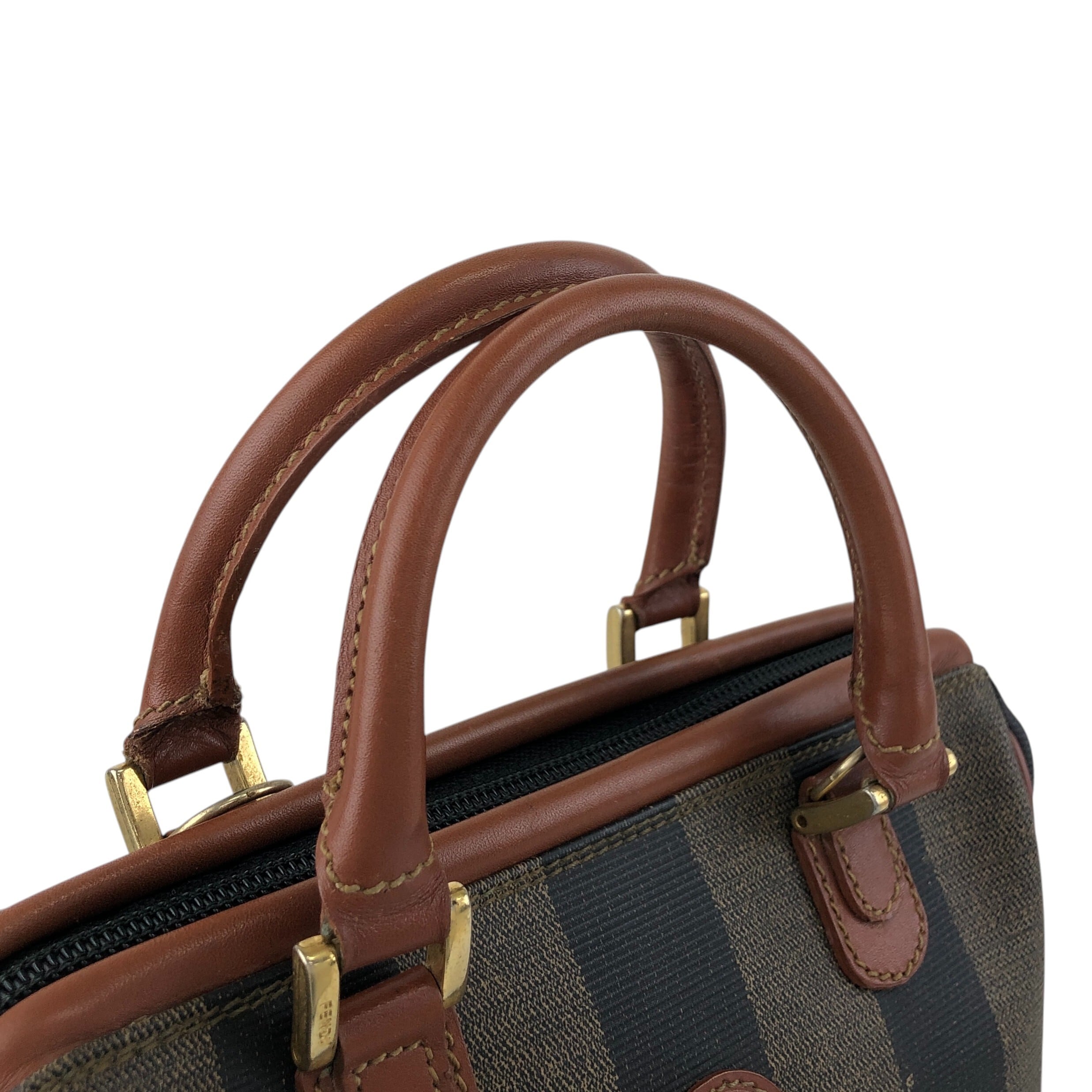 FENDI フェンディ ぺカン ショルダーバッグ ブラウン FFロゴ PVC 2WAY