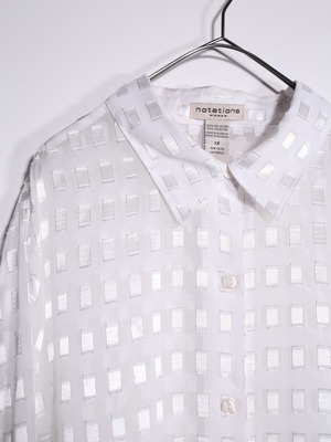 square jacquard white sheer shirt