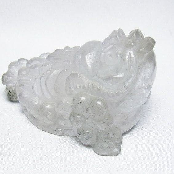 水晶 手彫り-卓上置物-キンセン-金蟾 ガーデンクォーツ 一点物 154-71