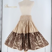 フラダンス 衣装 パウスカート Makalani ブラウン系 日本製 シングル シンプル 葉っぱ柄 かわいい 華やか 明るい 大人 ハワイアン アロハ ハワイアンプリント フラ ダンス レッスン 練習 ベージュ系 おしゃれ ダンス衣装 ハワイファッション