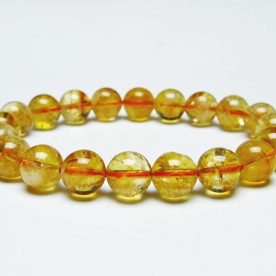 シトリンクォーツ ブレスレット 虹入り 9mm シトリン ブレス 一点物 メール便可 [M便 1/10] 111-46121