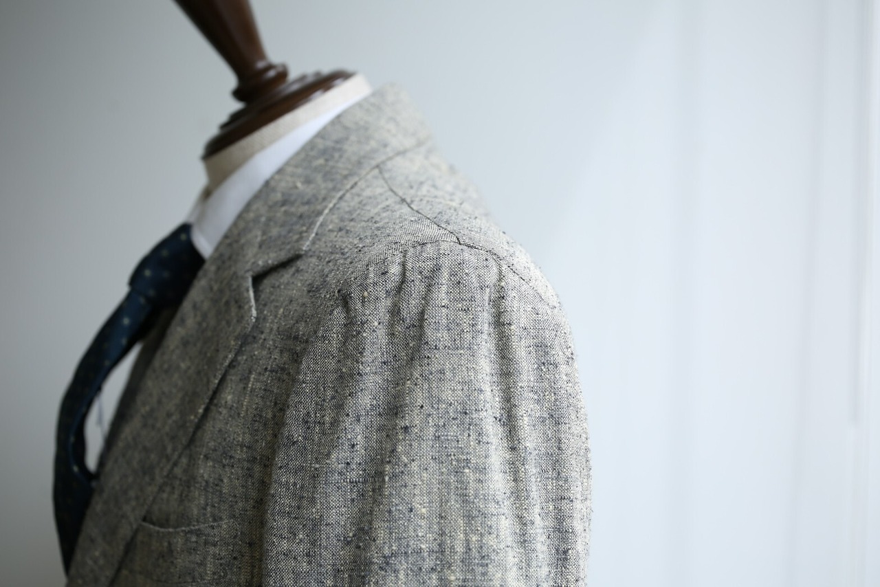 【Antonio Panico】 シルク×リネン シングルサマージャケット ミックスグレー  Size: 48 / Vintage