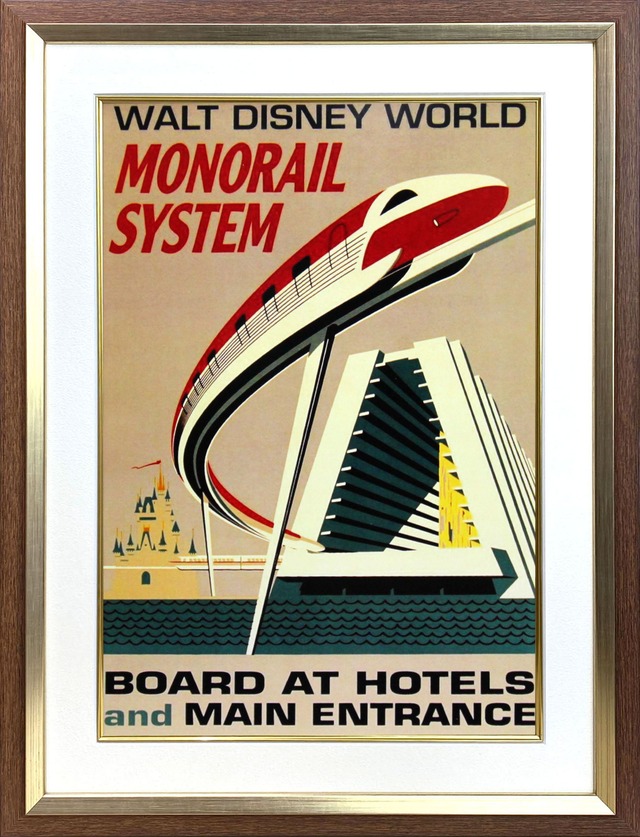 ディズニー テーマパーク「トゥモローランド/ウォルト・ディズニー・ワールド・モノレール・システム」展示用フック付ポスター