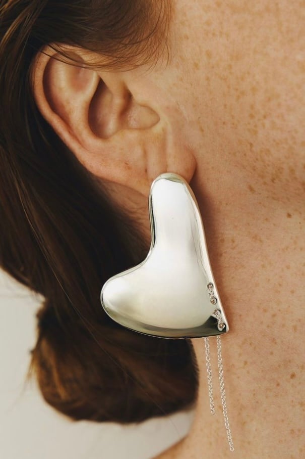 LAPUIS Heart plate pierced ハートプレートピアス Silver | planet3rd
