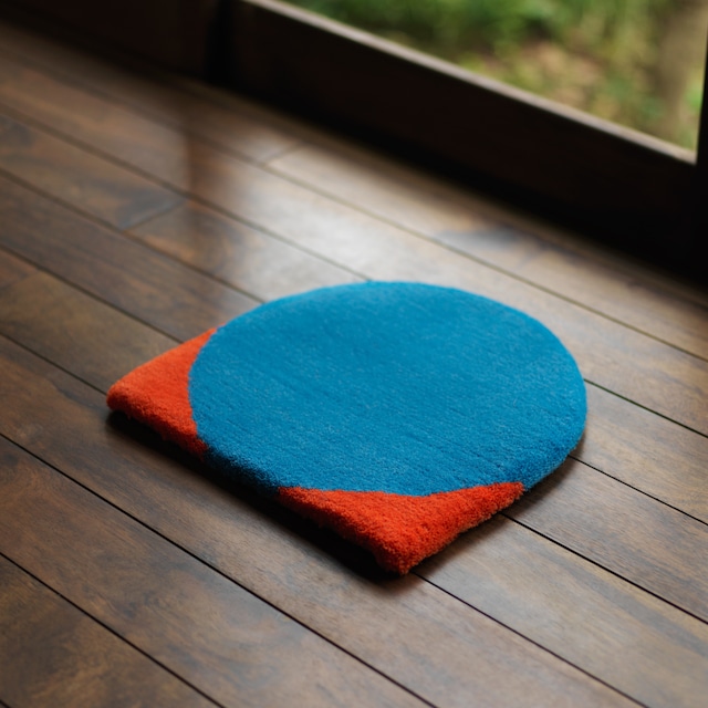 CIRCLE SQUARE RUG｜BLUE-ORANGE / 01