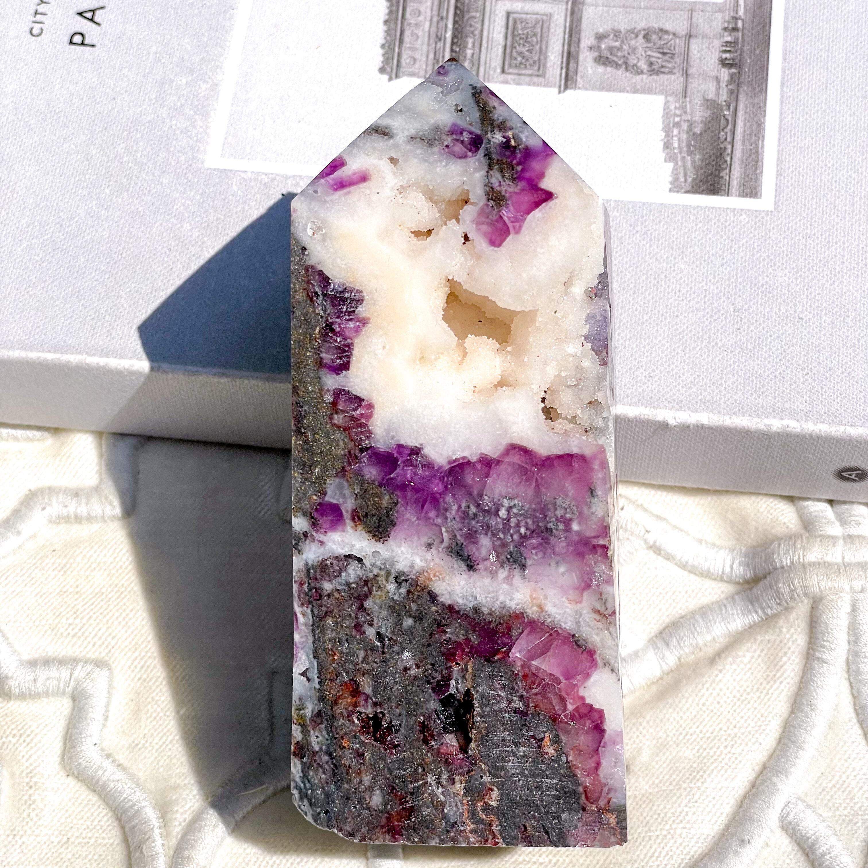 Druzy Sphalerite & Fluorite Point 3 ✧ ドゥルージースファレライト