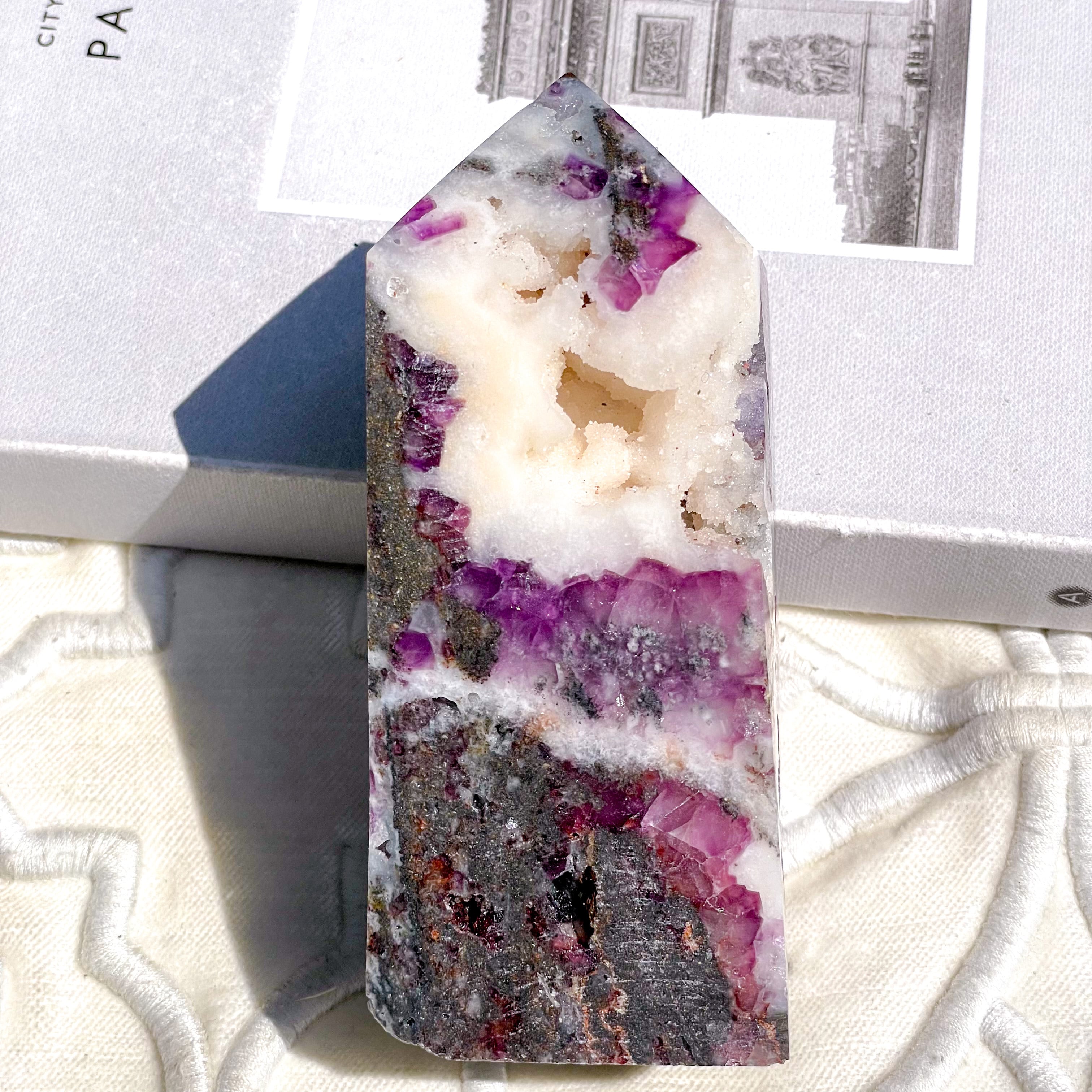 Druzy Sphalerite & Fluorite Point 3 ✧ ドゥルージースファレライト &フローライト