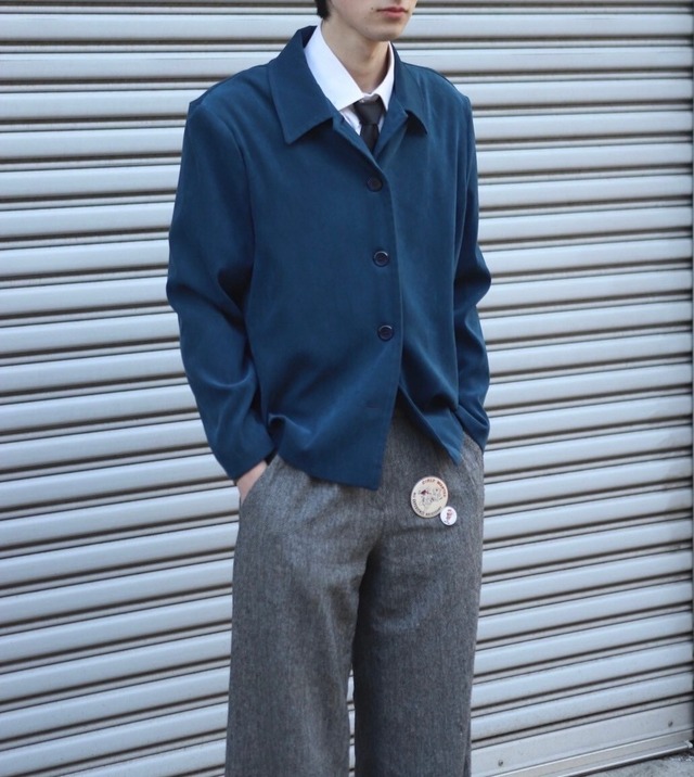 dark blue open collar jacket