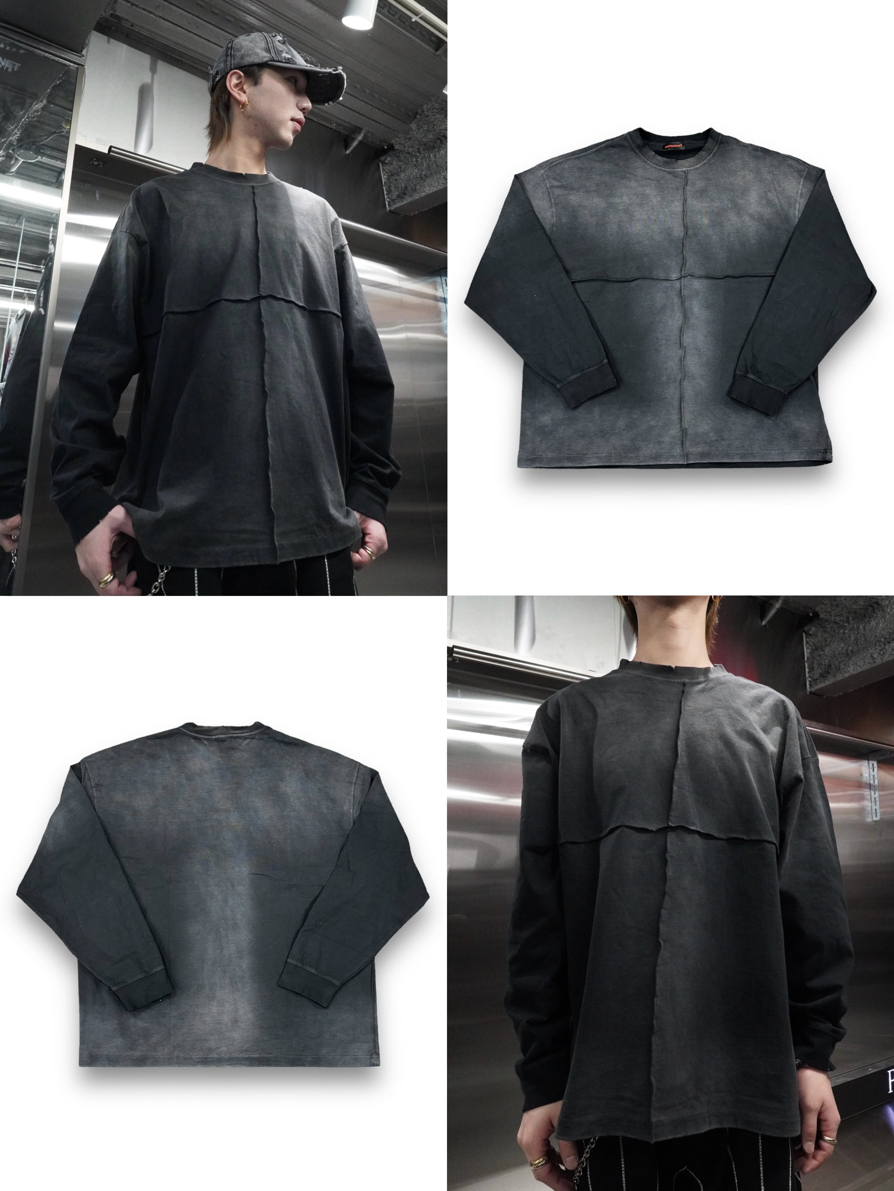 【DESTRUCION9】cross line washing long T