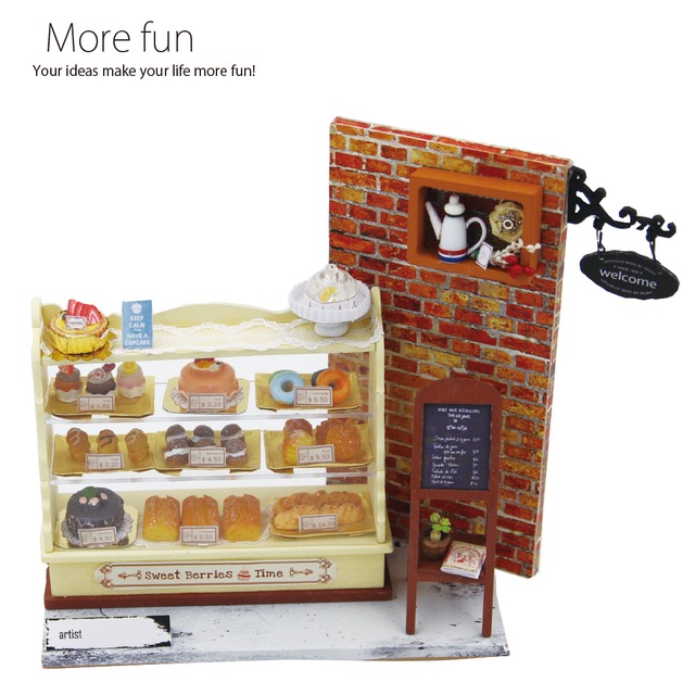 ミニチュア ドールハウス 手作りキット 家具セット ケーキショップ Q-001
