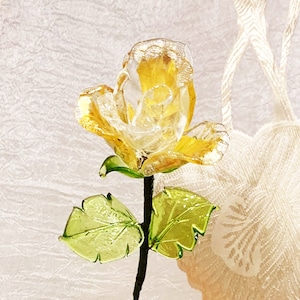 Item766 ヴェネチアンガラス ローズ ガラスの薔薇 金箔 クリスタル