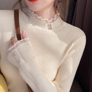 レディース トップス ニット セーター プルオーバー 長袖 萌袖 ハイネック スリム スマート フェミニン 伸縮性 ボタン かわいい 大人可愛い きれいめ シンプル カジュアル 上品 おしゃれ レトロ アジアン こなれ感 ラフ ガーリー ルーズ 個性的 モード系 エレガント モダン 主役級 存在感 とろみ感 抜け感 ラブリー キュート 都会的 ロマンティック ナチュラル 無地 春 秋 冬 デート お出かけ 休日 ショッピング お花見 合コン コンパ カフェ コーデ 普段使い モテ 清楚 ゆる フリーサイズ