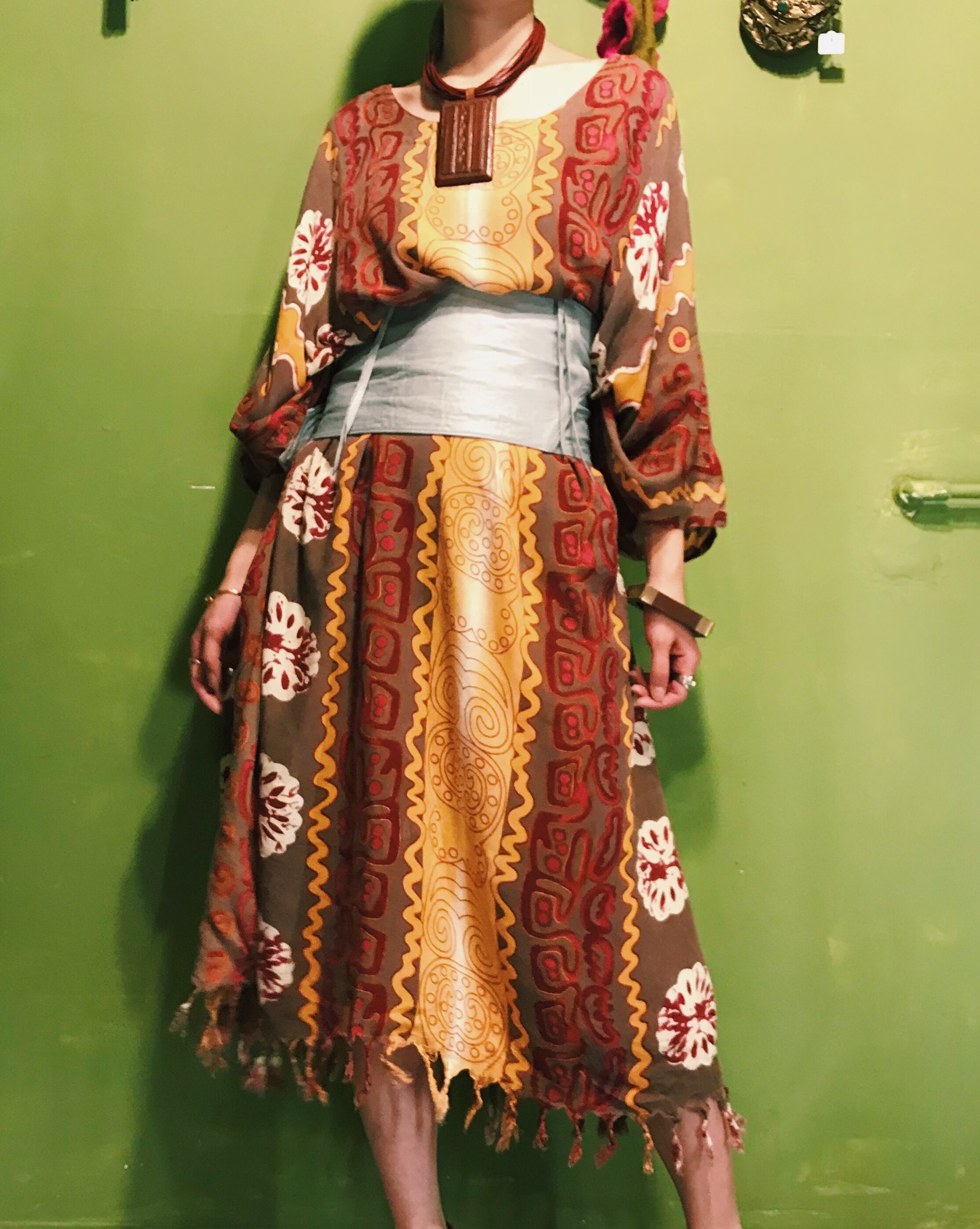 70s Indian Rayon Dress ヴィンテージ インド レーヨン ワンピース Riyad Vintage Shop