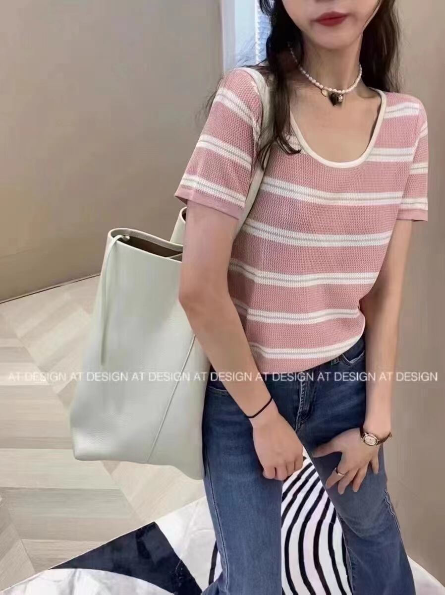 5部袖 ボーダーニット　AJ111-391