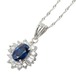Pt900 プラチナ Pt850 プラチナ サファイア1.00ct ダイヤ0.30ct フラワーモチーフ ペンダント ネックレス レディース 【中古】