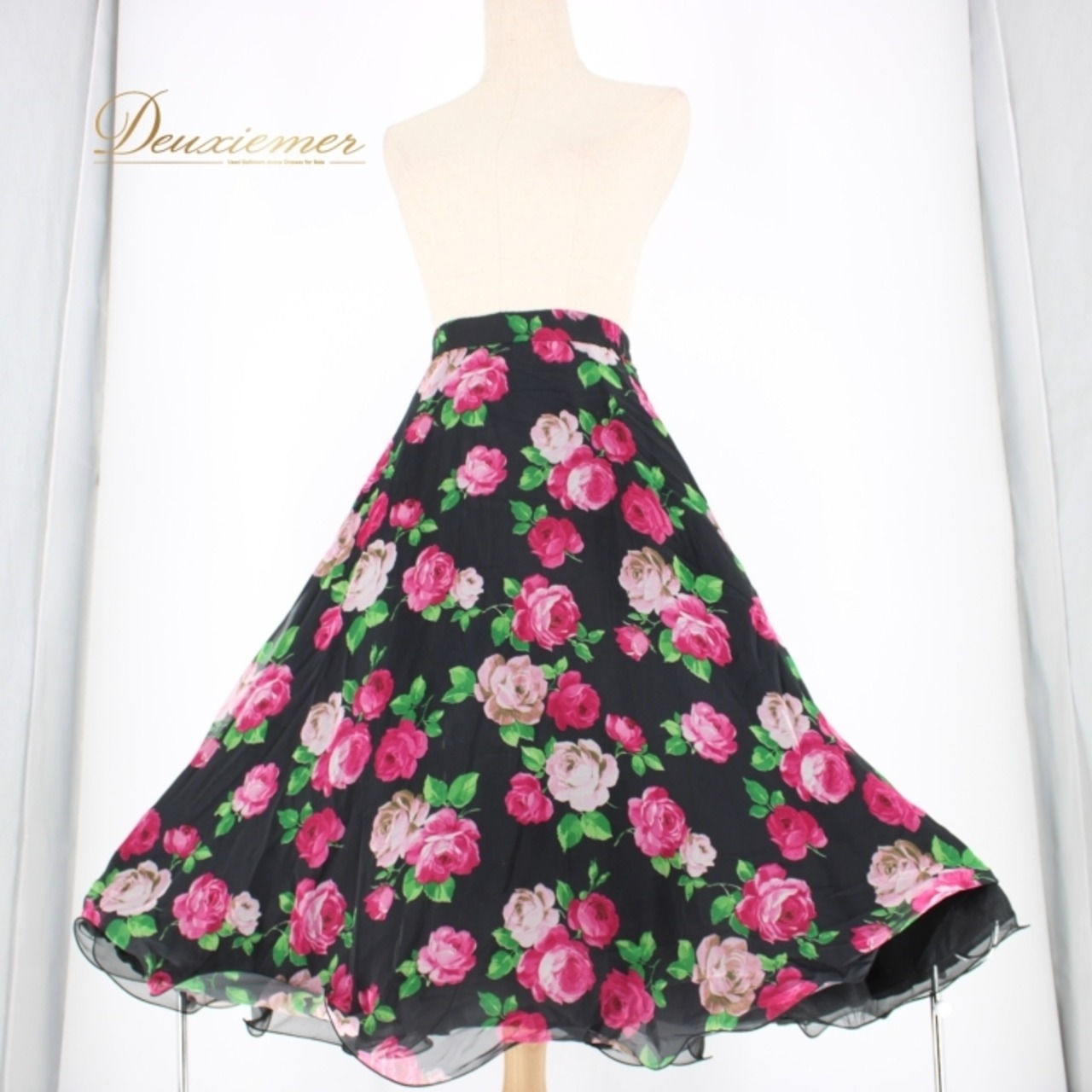 社交ダンス 衣装 スタンダード スカート レッスンウェア レディース SEKINE セキネ ピンク系 ブラック系 グリーン系 黒 緑 花柄 薔薇 フラワープリント ダンスウエア エレガント 軽量 女性用 おしゃれ お出かけ 夏用 フルスカート かわいい 可愛い 大人 上品 春夏 秋冬 カジュアル 体型カバー