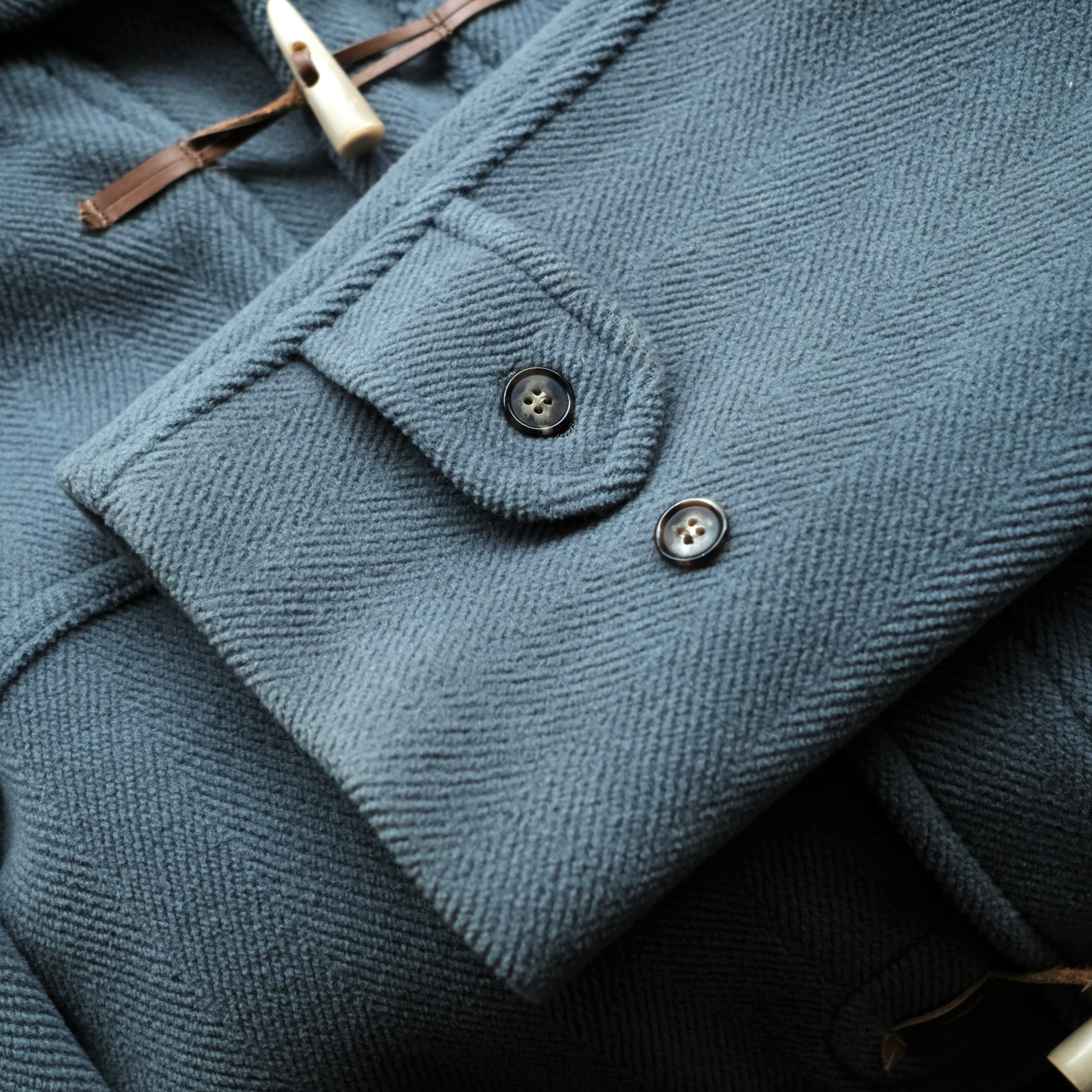 80-90s GLOVERALL KINGSTON HBT DUFFLE COAT BIG SIZE / BLUE GRAY