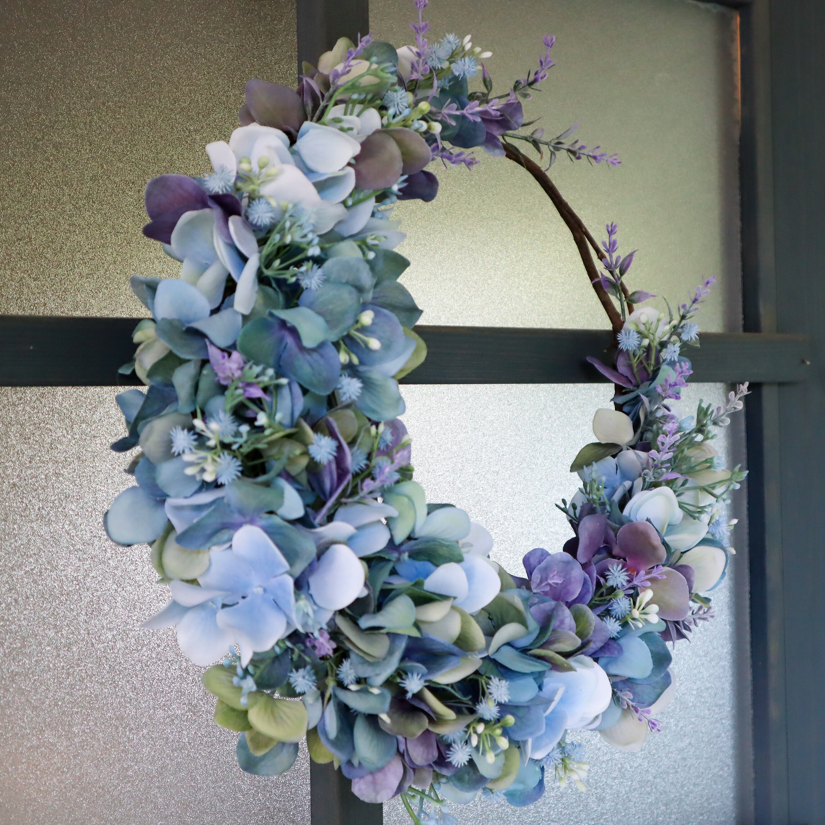 ♡ドライフラワー♡紫陽花とユーカリの三日月ハーフリース♡-