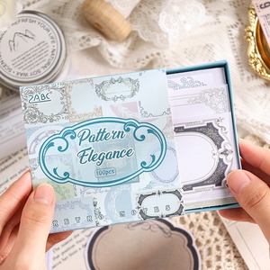 Z51 素材紙 大容量 箱入り 100枚入 ハート レース マット メモ 付箋 チケット 手紙 半券 コラージュ素材 海外 ほぼ日