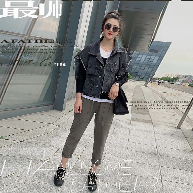 大きいサイズレディースデニムチョッキレディースデザインセンスニッチファットmmルーズスリミングカバー肉年齢削減BFベストトップタイド ミックスインファッション16500188664