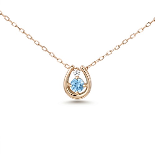 K10YG　ブルートパーズ×ダイヤモンド0.01ct 　ホースシューネックレス　【0208216】