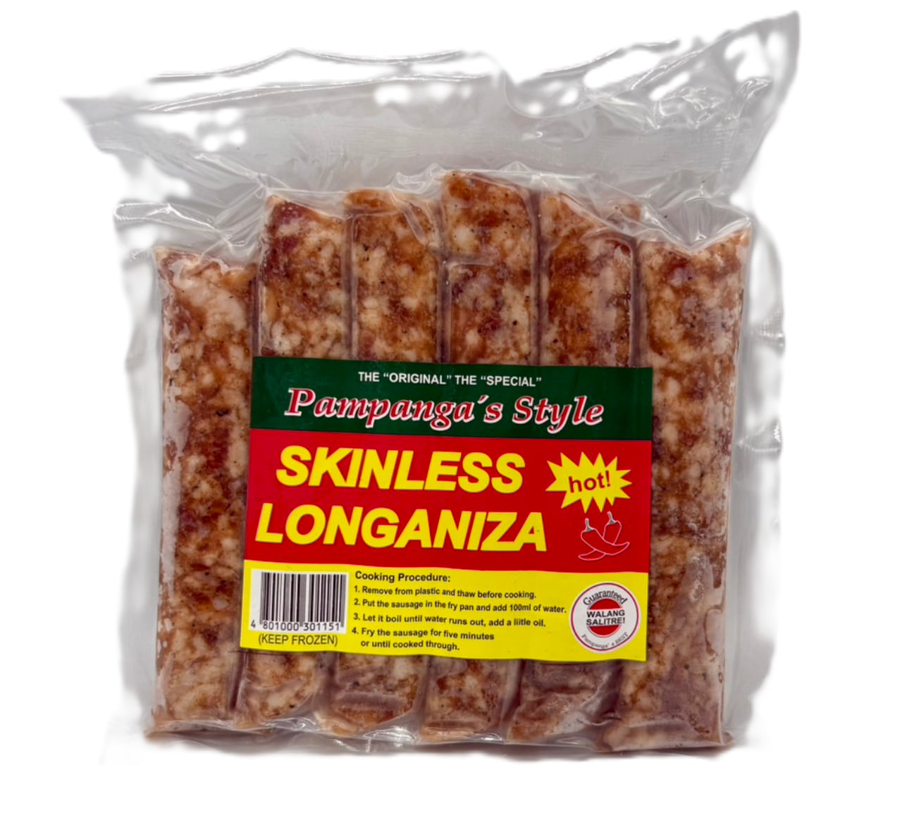 Pampanga's Style SKINLESS LONGANIZA HOT 300g 【パンパンガスタイル スキンレス ロンガニーサホット】