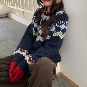 pattern-knit pullover　J00343