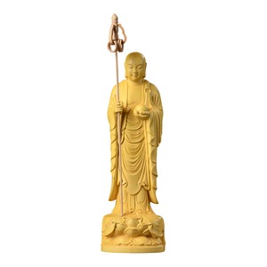 【努力特価】仏像 地蔵菩薩 仏壇仏像 木彫り置物 柘植の木 祈る 厄除け 子育て 水子供養 守護 (高さ22.5cm×巾6cm×奥行5cm)