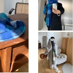 ビッグカラーチェック柄マフラー　1071