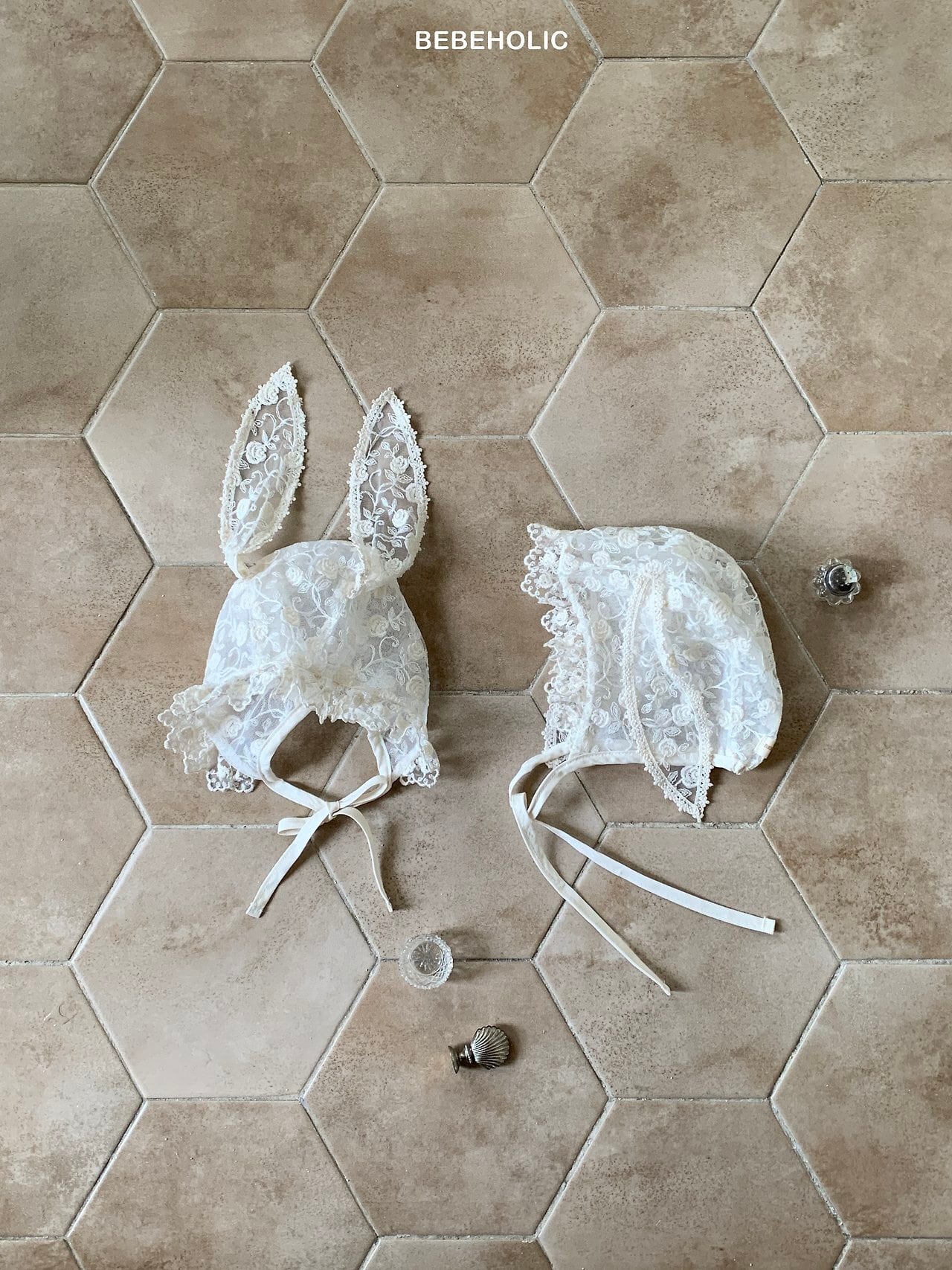 rabbit lace bonnet【bebeholic】※予約商品発送予定