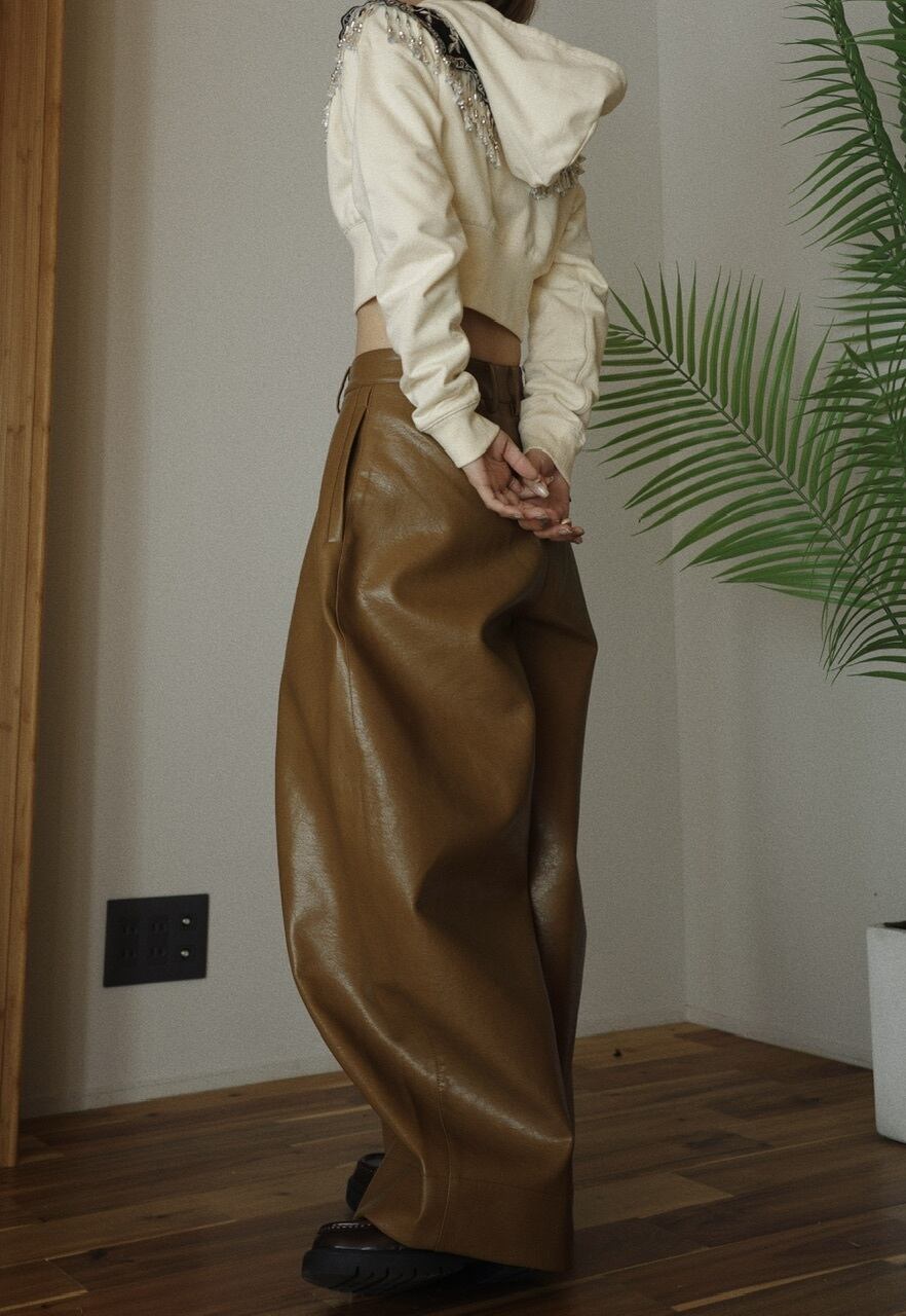 レザーカーブパンツ/ブラウン | osrsofficial