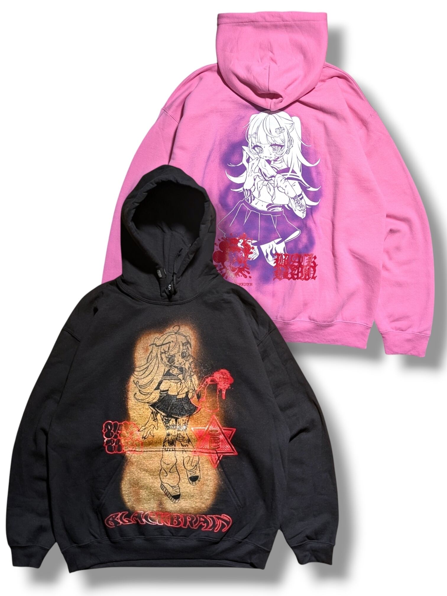 美品 BRADIO パーカー サイズM DJ AFRO★ キラキラ Hoodie Brain Girl Warm Hoodie | BLACK BRAIN