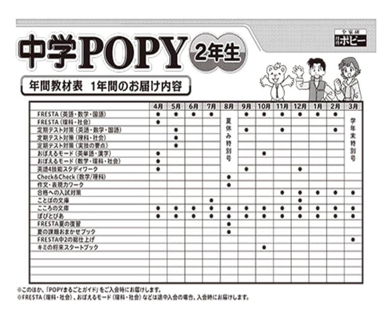 ポピー　２年生9月10月11月12月1月号-