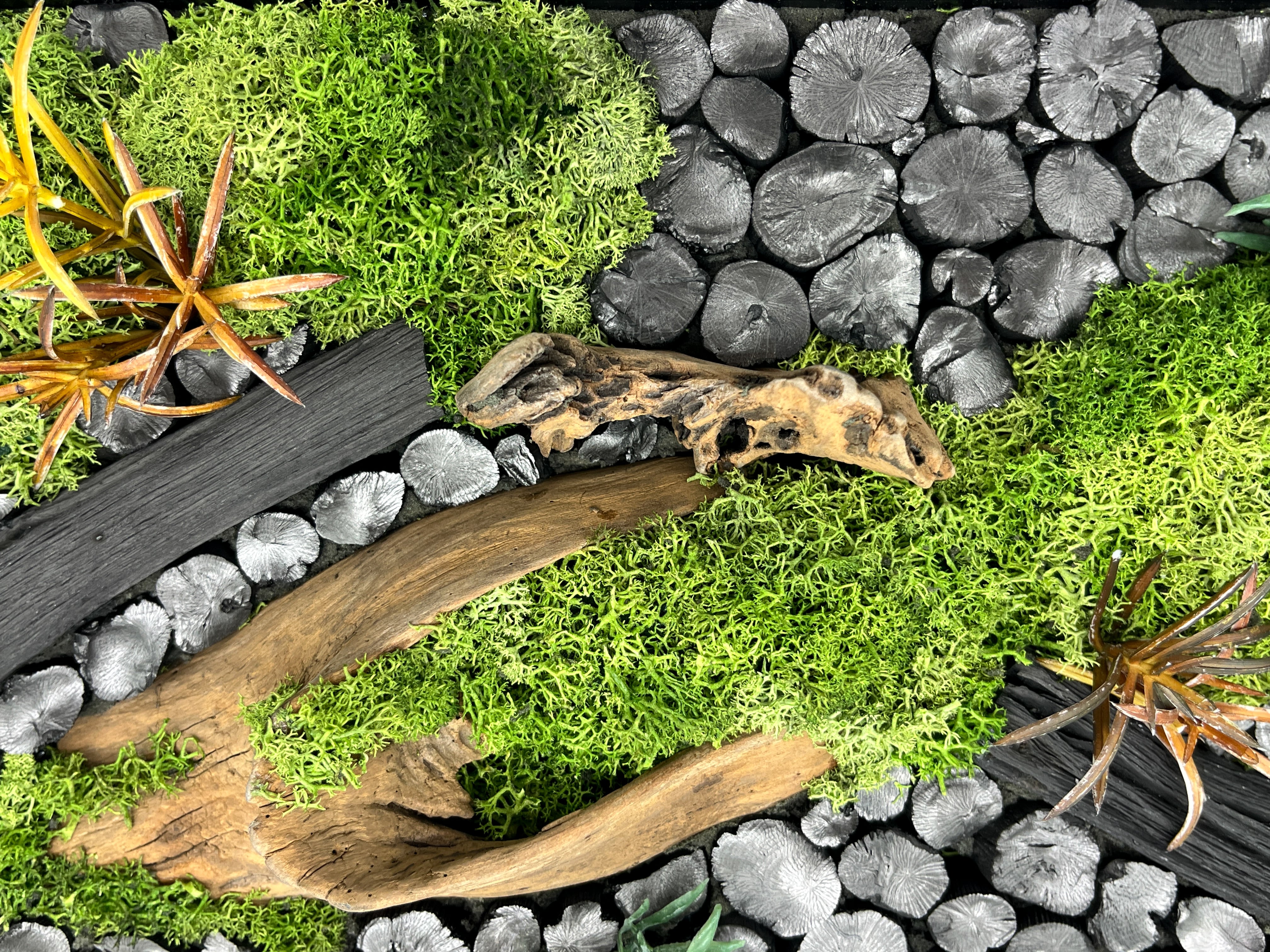 紀州備長炭 インテリア 『風物詩炭庭』フレーム 52cm×40cm 特大 長方形