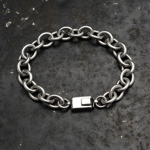 Vintage Heavy Silver Chain Bracelet [MWS MEXICO STERLING 1960s~] Rolo Link Chain