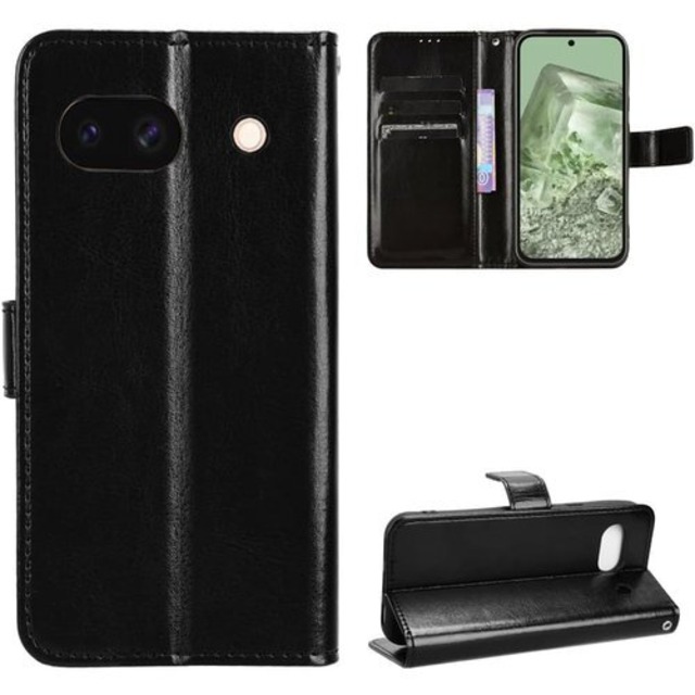 For Google Pixel 8A ケース 手帳型 For Google Pixel 8A ケース 手帳型 For Google Pixel 8A 手帳型 ケース 手作り 高級PU レザーケース スタンド機能 落下防止 衝撃吸収 スタイリッシュ 横置き 耐衝撃 ケース For Google Pixel 8A 手帳型 ケース ブラック 23