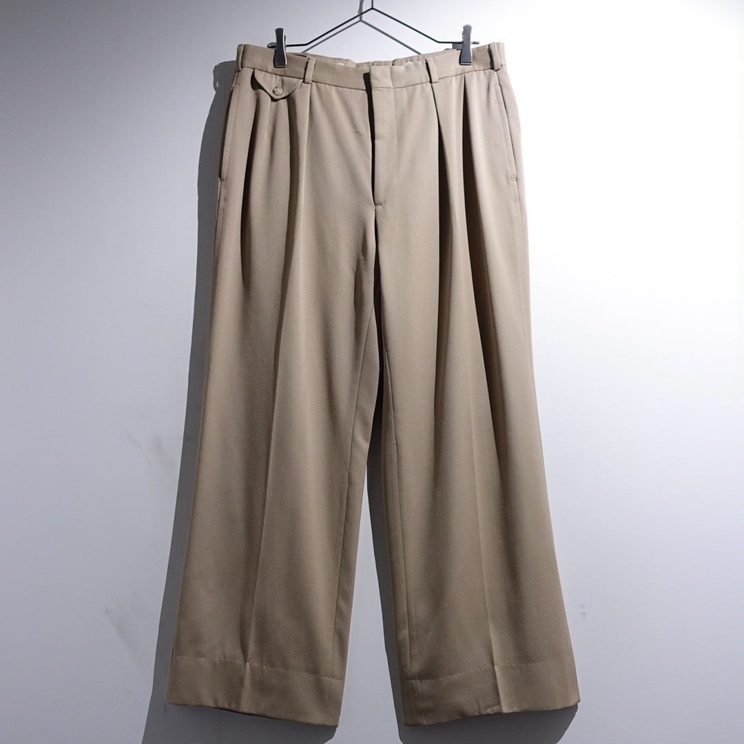 90s "Ralph Lauren" Beige 2-Tuck Wide Slacks