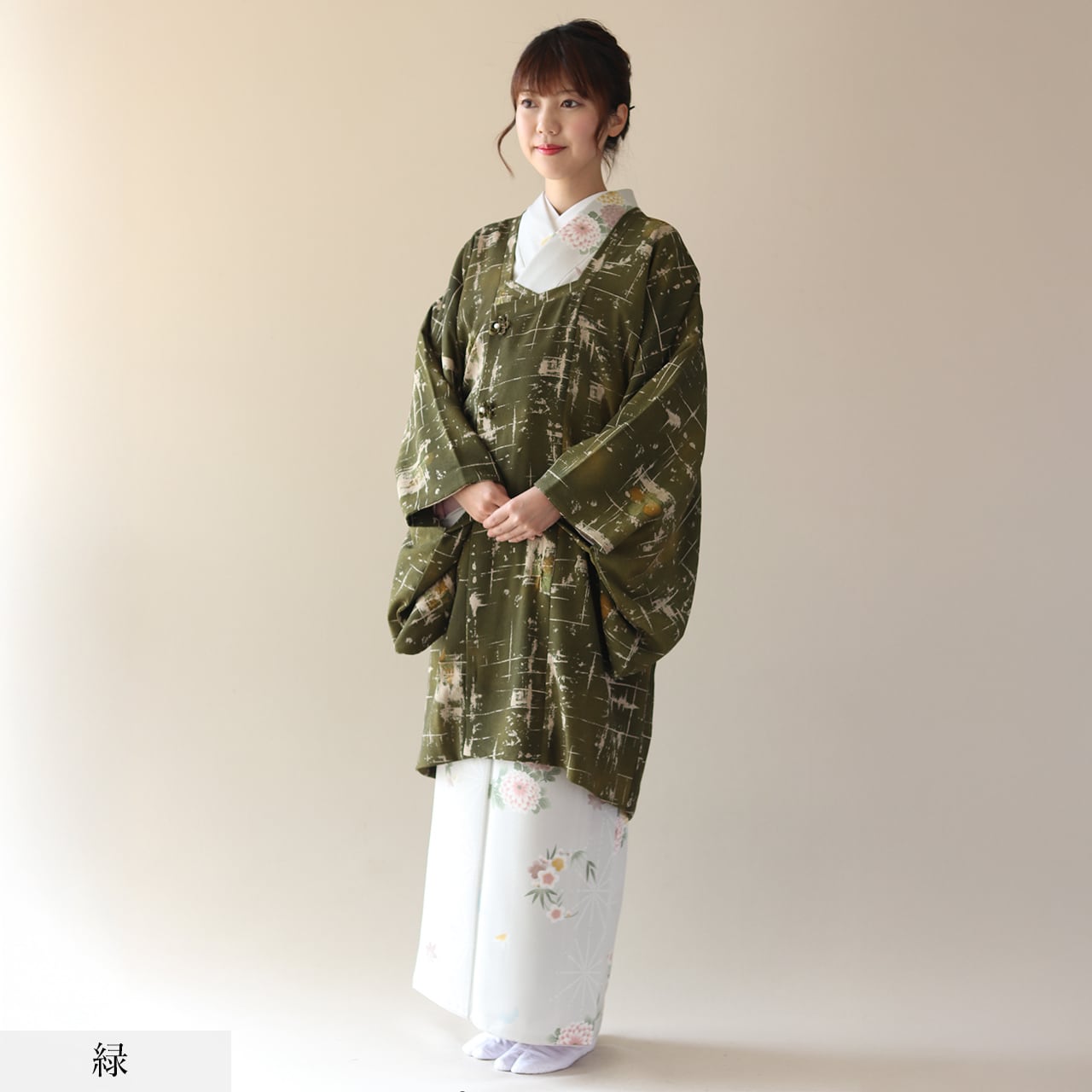 菱衿コート 丹ちり手描絞り | 朱橙｜和装コートのおとづき正規取り扱い店