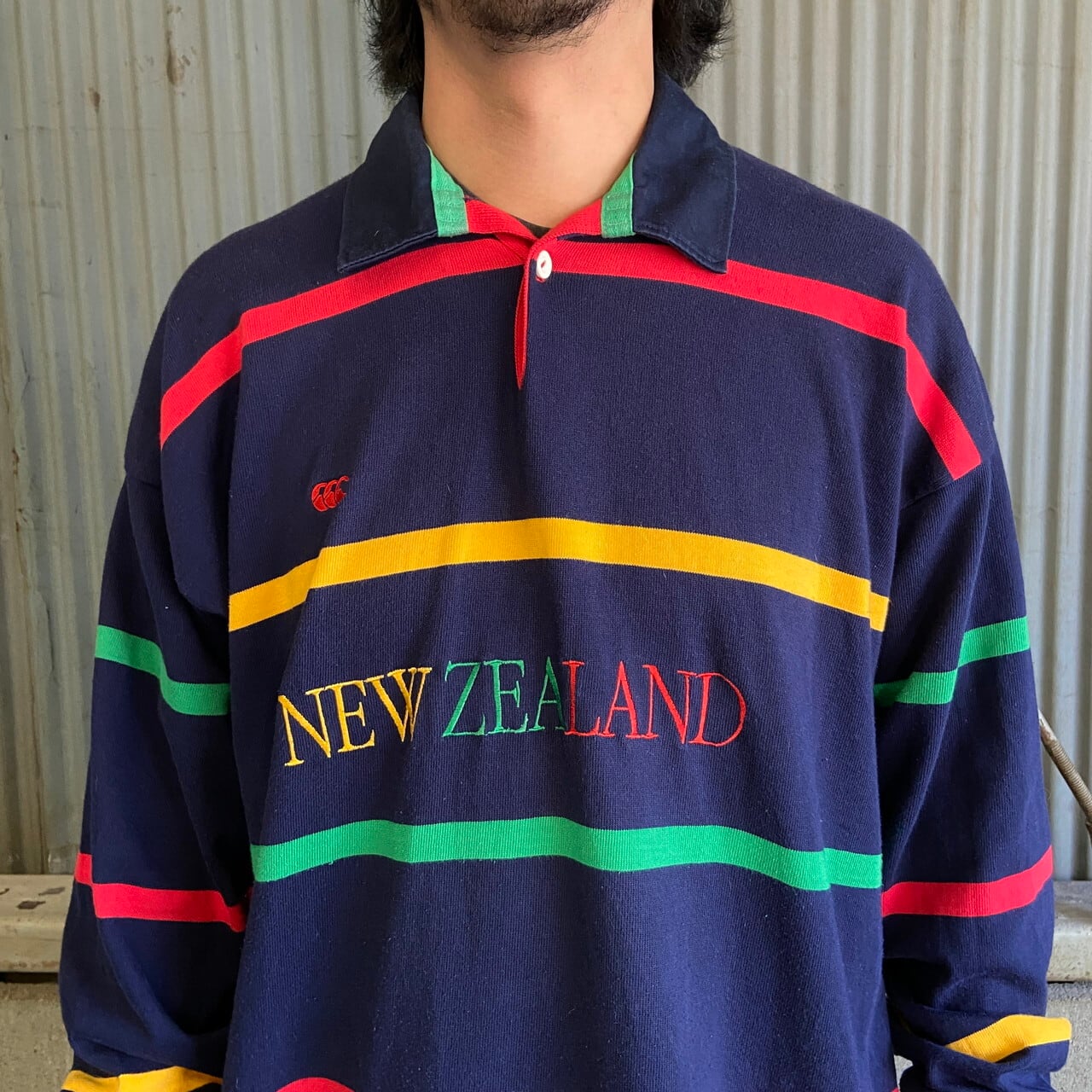 CANTERBURY All Blacks NEWZEALAND ロゴ刺繍 ハーフボタン プル  