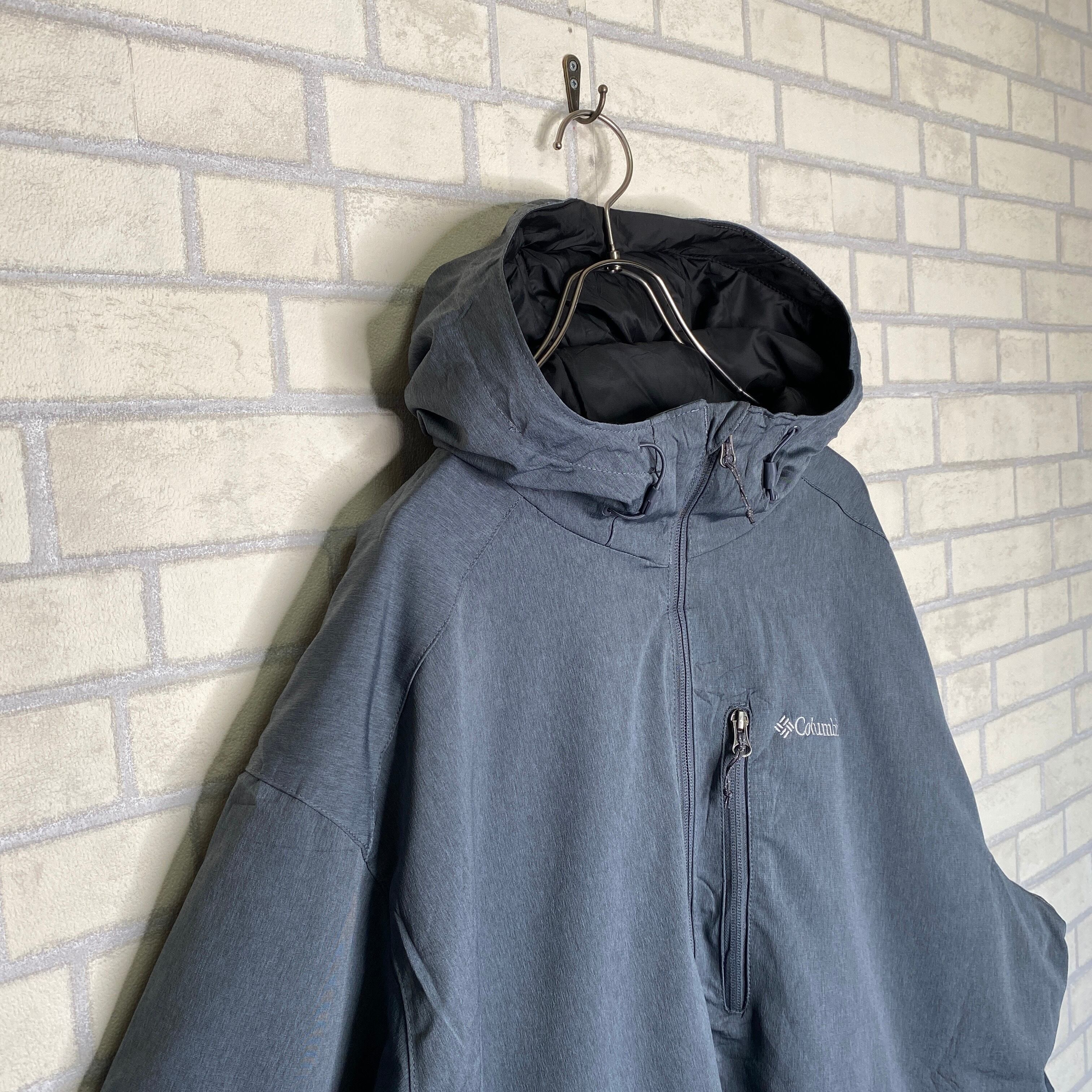 Columbia マウンテンパーカー XL グレー ワンポイント刺繍 ジップ 