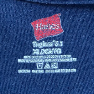 【HANES】XL ビッグサイズ Tシャツ ロゴ プリント 袖ロゴ 袖プリント US BORDER PATROL 国境警備 半袖 ネイビー US古着